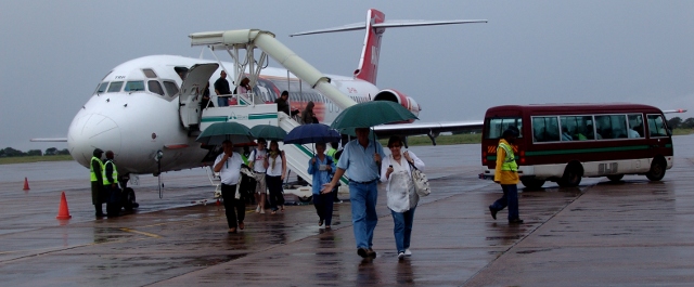 1time plane at Livingstone Airport, Zambia