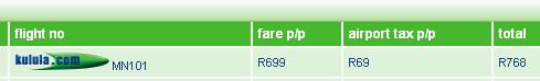 Kulula including airport taxes again