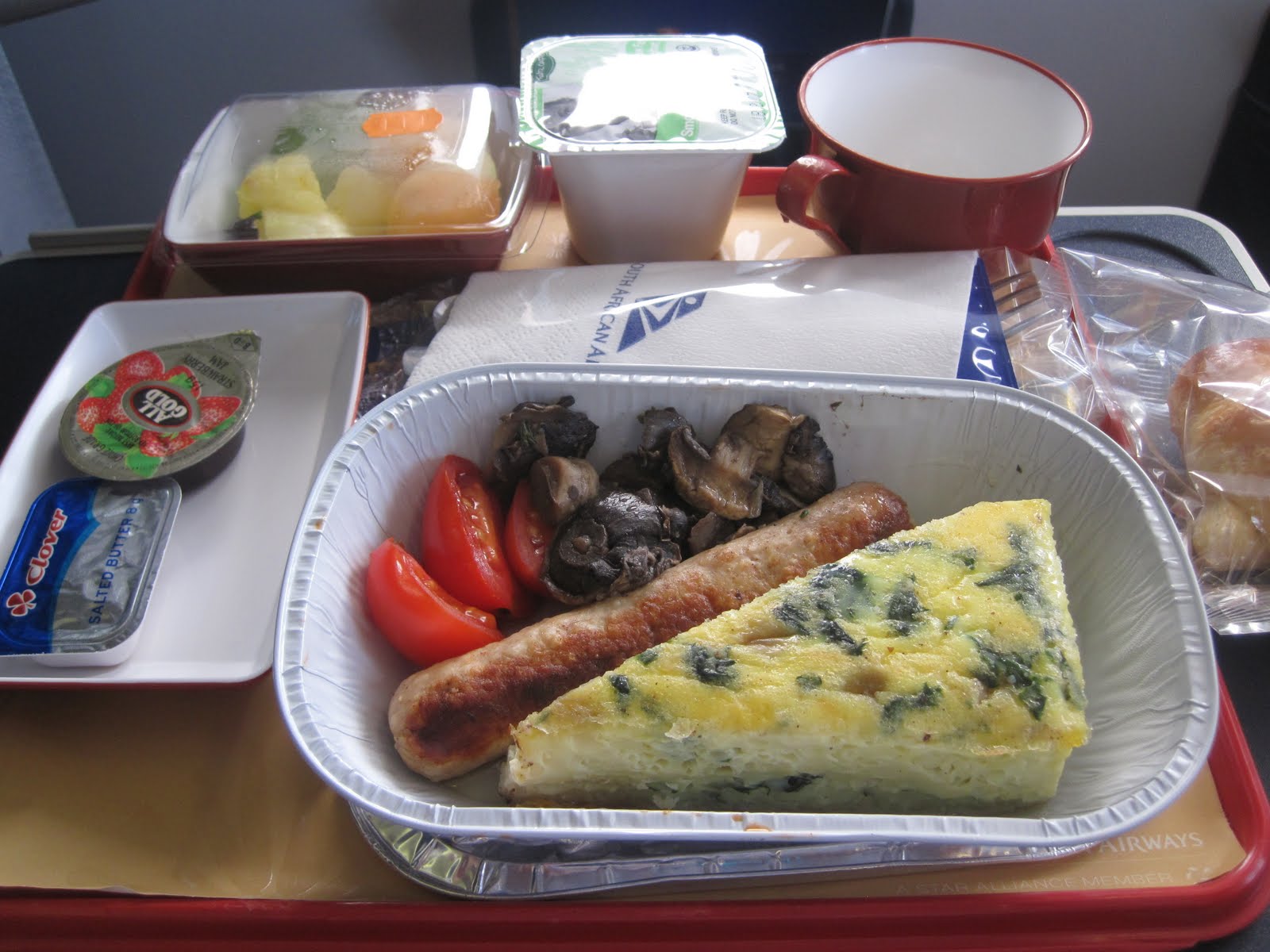 cuisine on a South African Airways (SAA) flight