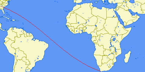 flight route from Cape Town to Atlanta