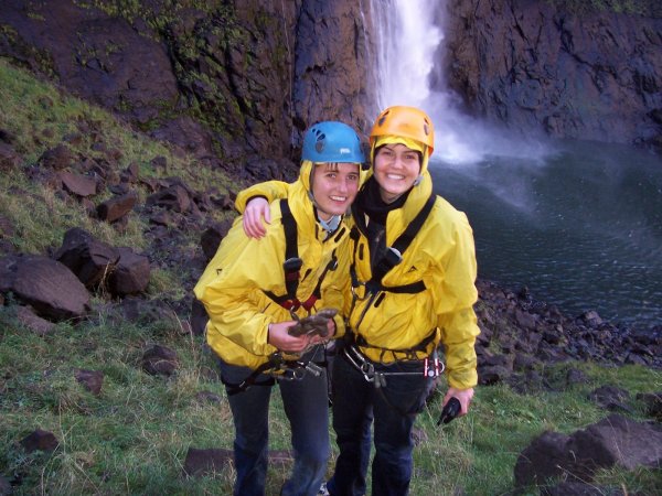 at a waterfall in Lesotho