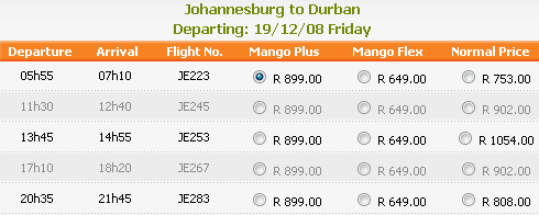 Mango Flex is cheaper than Mango economy class