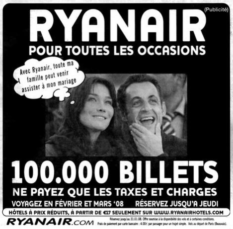 Ryanair ad with Sarkozy and Bruni