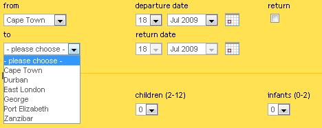 1time leaves Joburg out of its flight booking engine