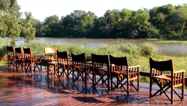 view from the deck of the Simbavati River Lodge