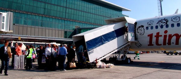 boarding a 1time flight at Cape Town International Airport