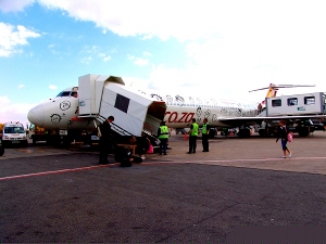 a 1time MD80 aircraft at O.R. Tambo International Airport