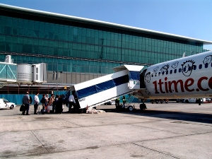 boarding at 1time plane at Cape Town International Airport