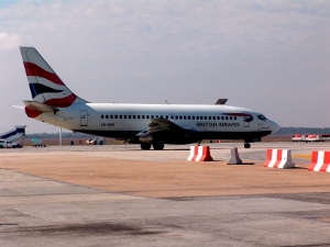 British Airways plane taxying at Cape Town International Airport