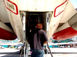 rear entrance to a 1time MD80 plane