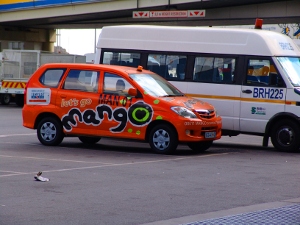 Mango Airlines car parked at Johannesburg O.R. Tambo International Airport