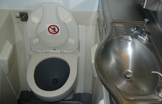 toilet on an aircraft