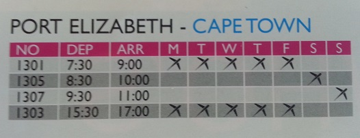 flysafair port elizabeth to cape town