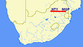 flight path from Sun City to Nelspruit Kruger Mpumalanga International Airport