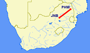 flight path from Johannesburg to Phalaborwa 