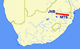 Shortest route from Johannesburg to Steelpoort