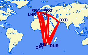 Flights from South Africa to the Czech Republic