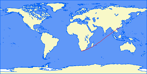 flight path from Cape Town to Guangzhou