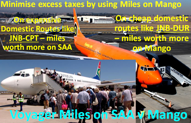When to use Voyager Miles on Mango flights & when to use them on SAA