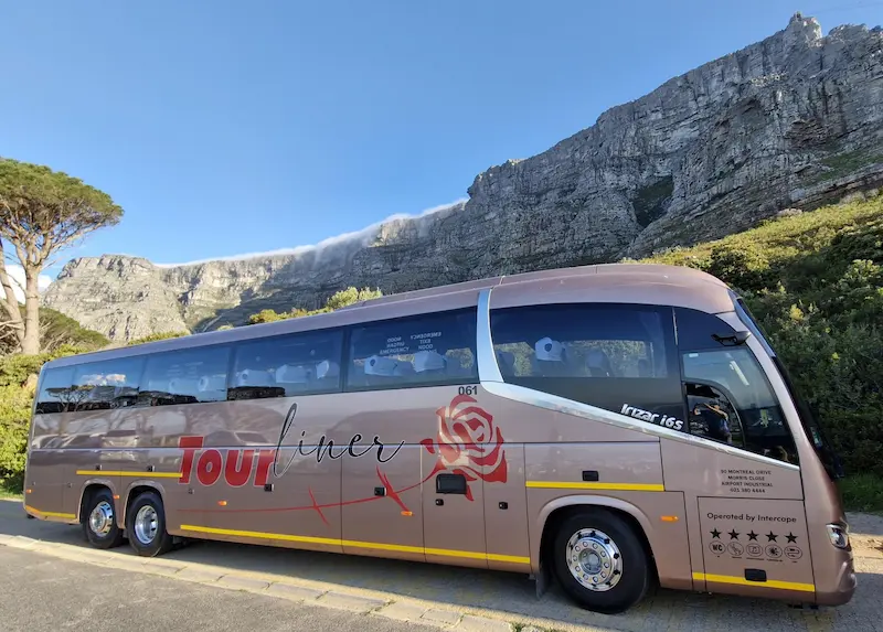 Tourliner bus parked on Table Mountain Road
