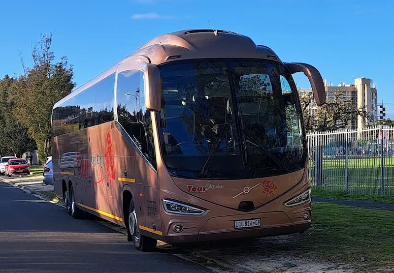 Tourliner bus parked outside Pinelands High School