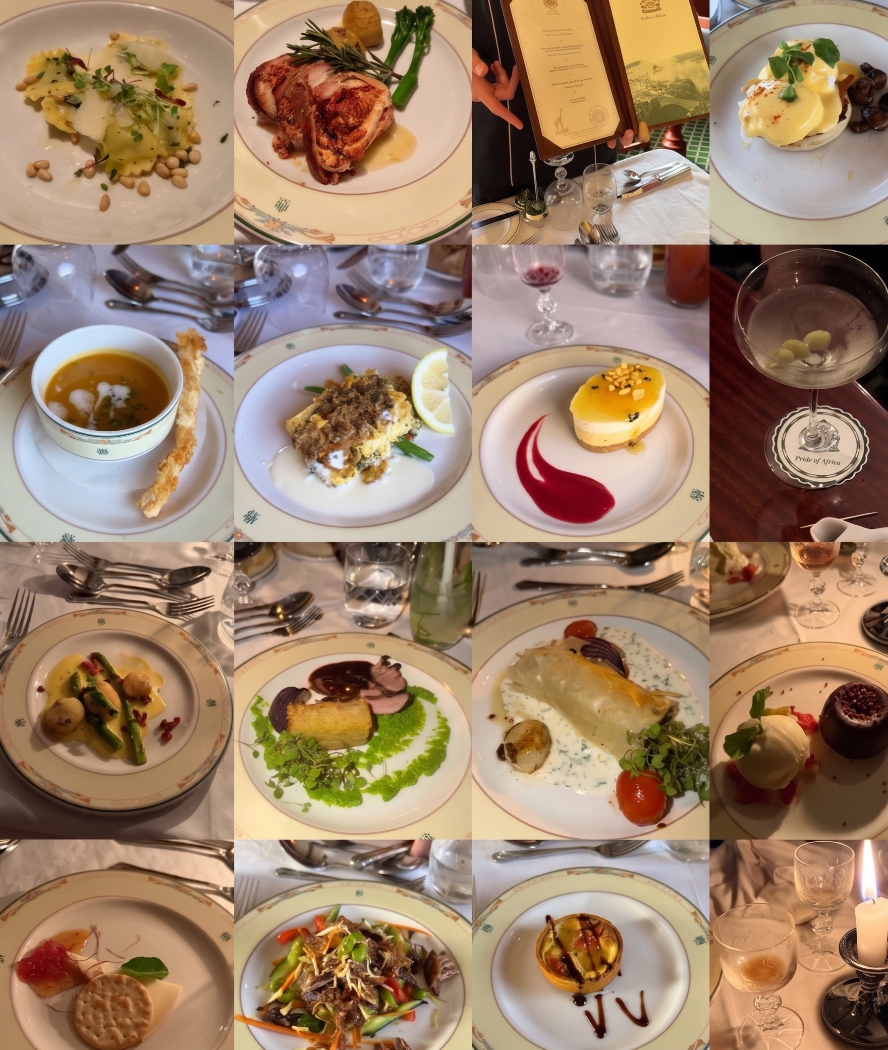 Different plates of food served by Rovos Rail
