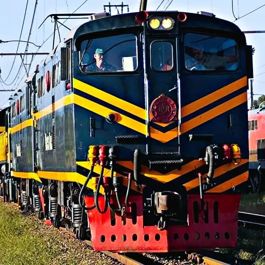 Rovos Rail train arriving at Meyerton Station