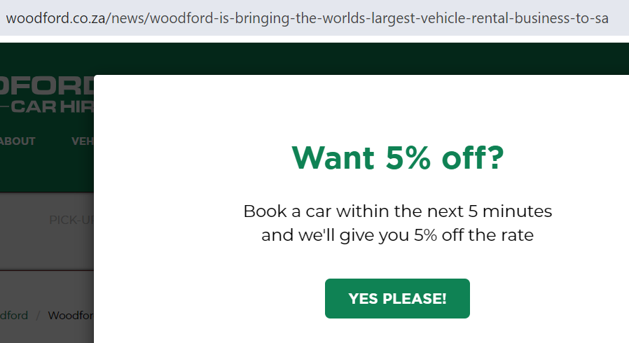 Woodford online special - 5 percent off