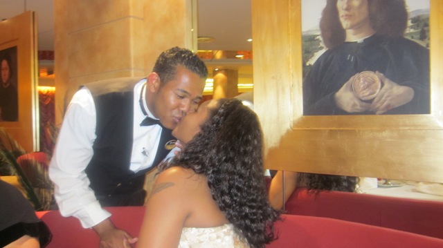 kissing on the MSC Sinfonia cruise ship