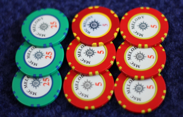 casino chips on the MSC Melody cruise ship