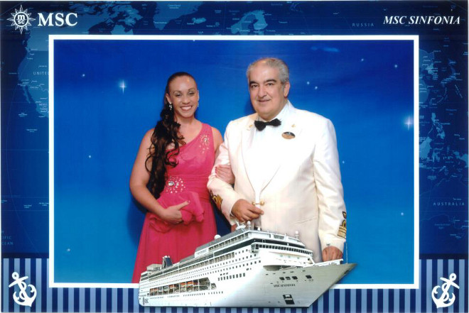 photo with the Captain on the MSC Sinfonia