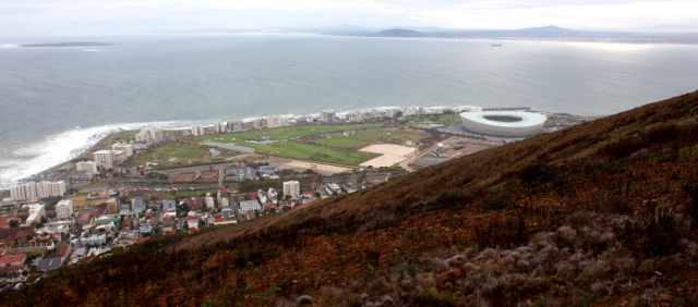 view after takeoff with paraglider off Signal Hill